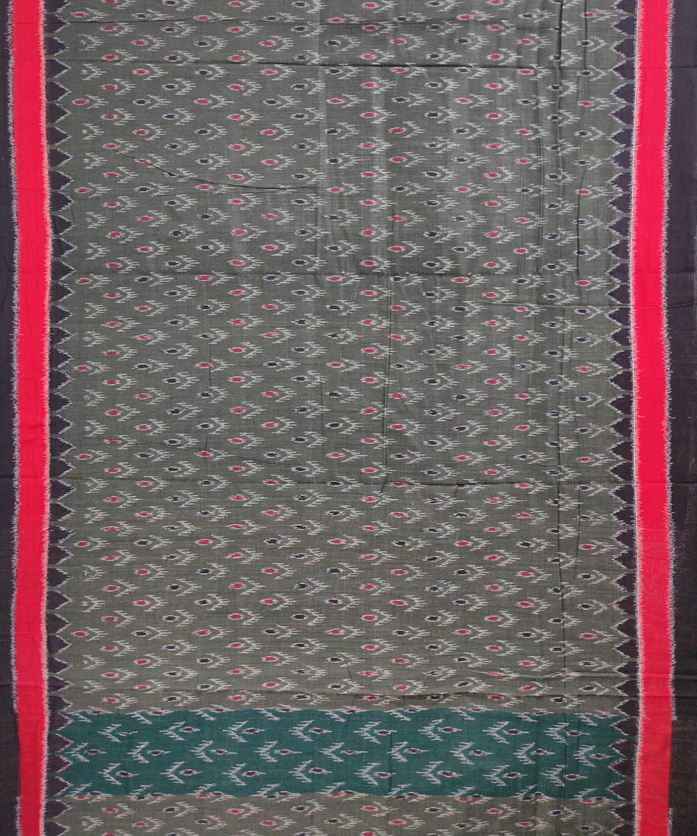 Grey black hand woven cotton nuapatna saree