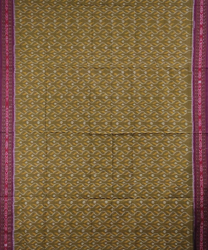 Olive green maroon handwoven cotton sambalpuri saree