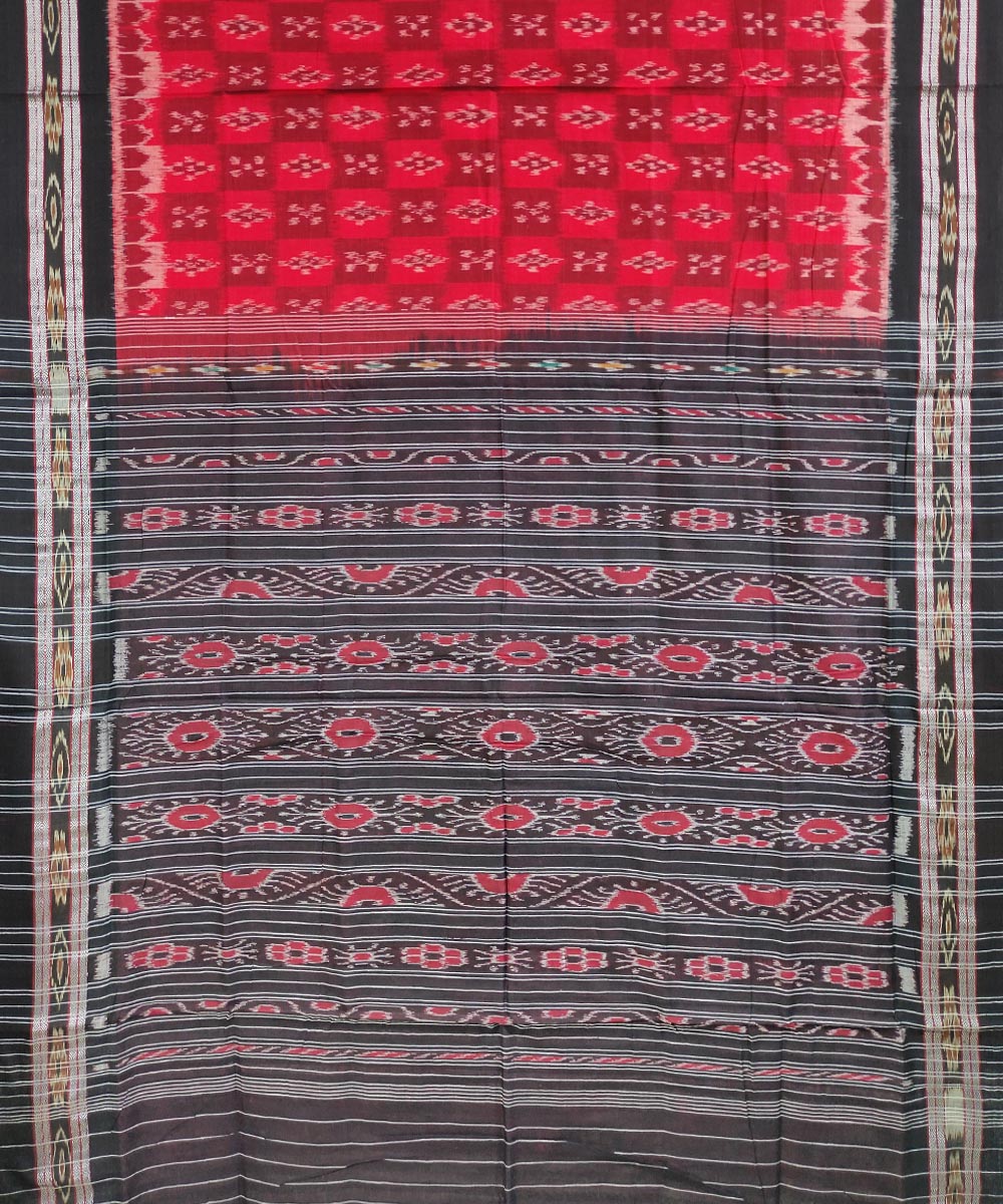 Red black handloom cotton nuapatna saree