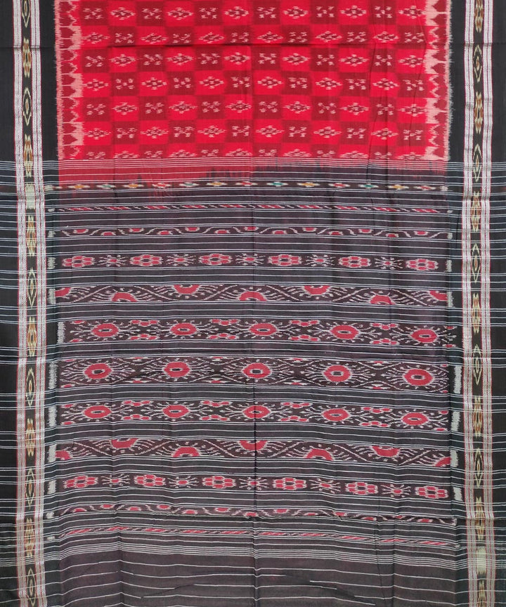 Red black handloom cotton nuapatna saree