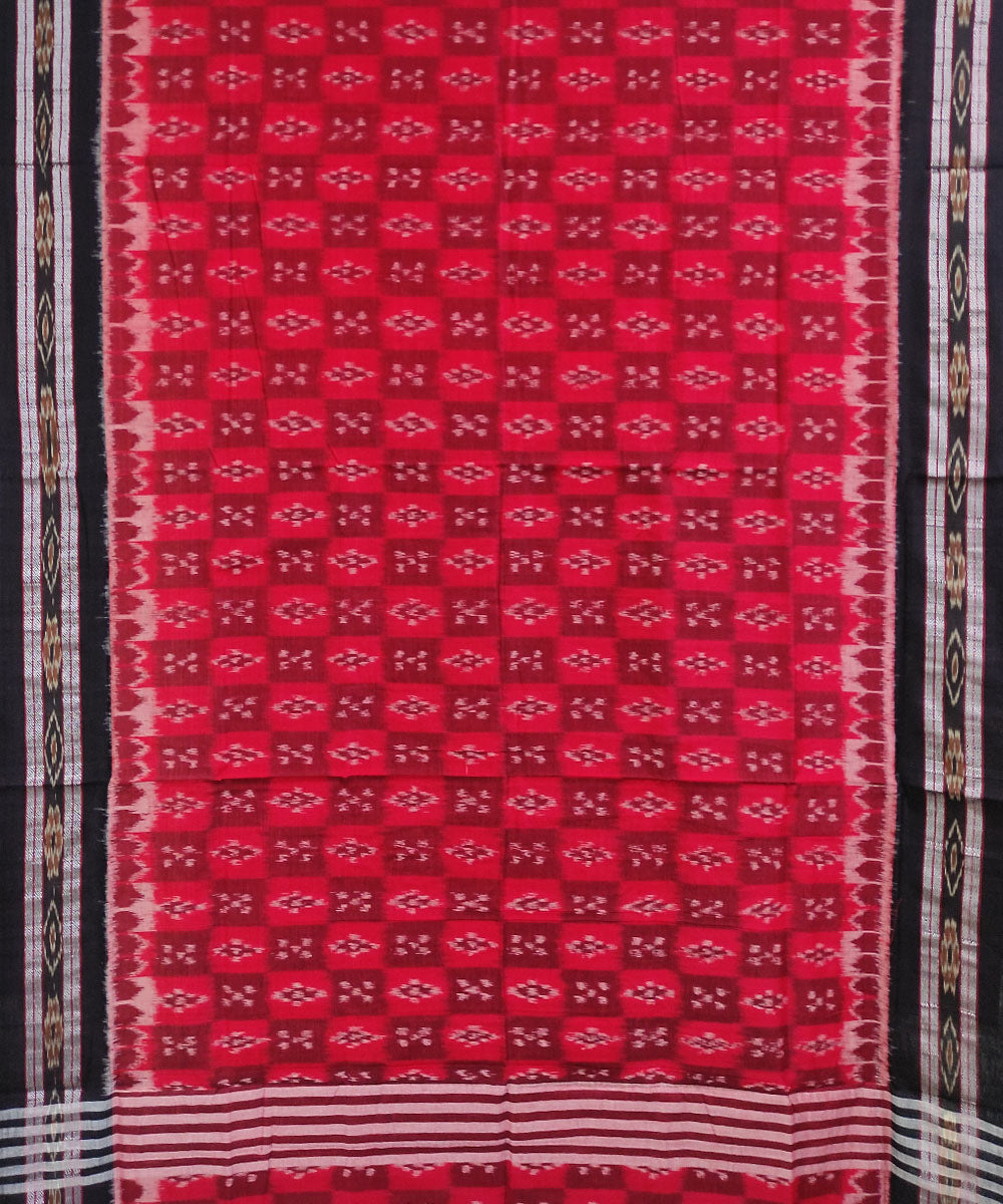 Red black handloom cotton nuapatna saree