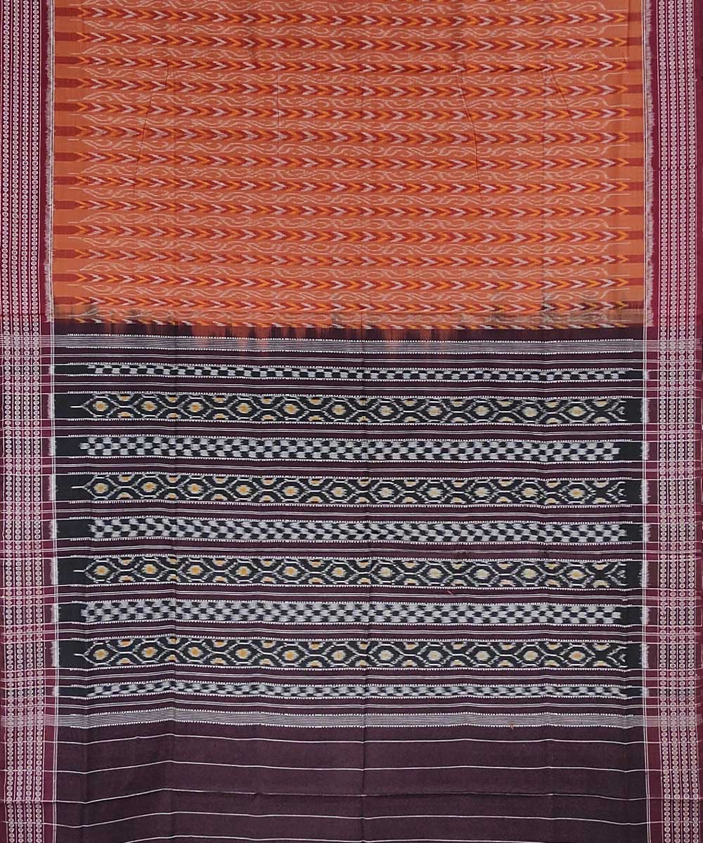 Brown handwoven cotton sambalpuri saree