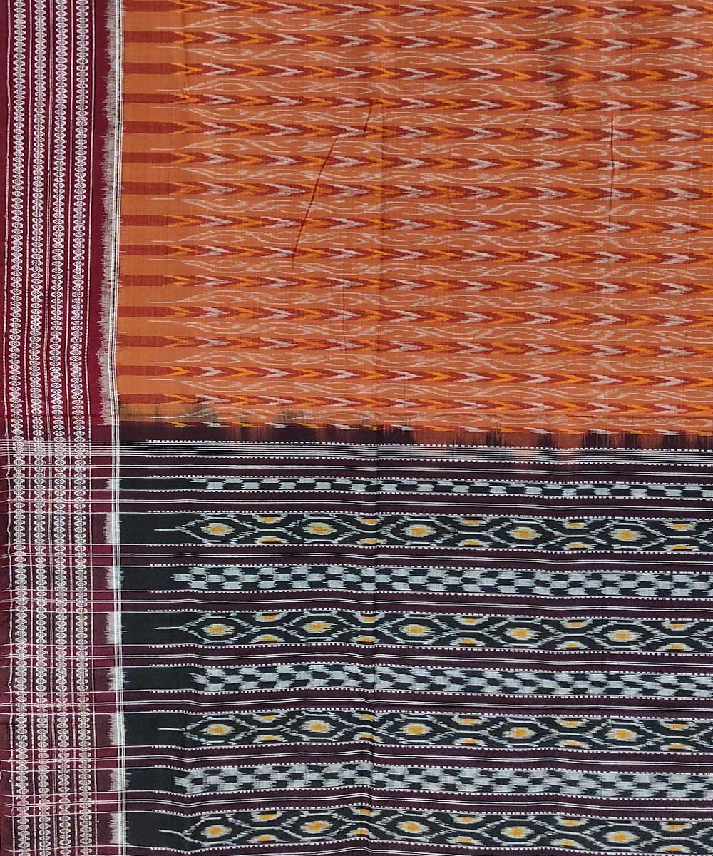 Brown handwoven cotton sambalpuri saree