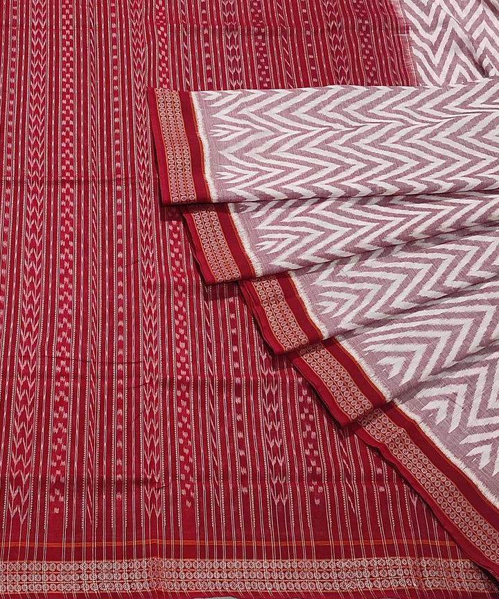 White red handwoven cotton sambalpuri saree