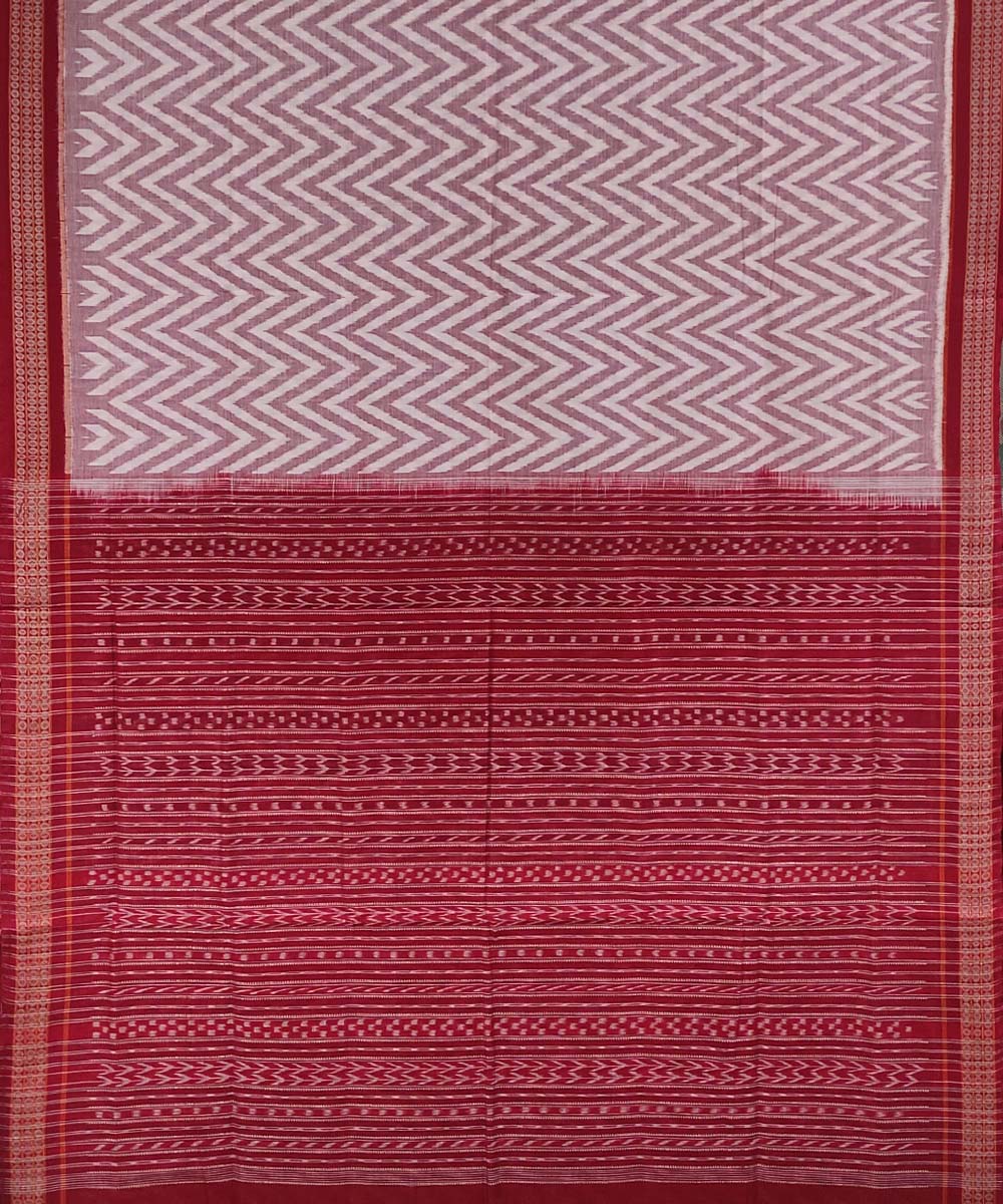 White red handwoven cotton sambalpuri saree