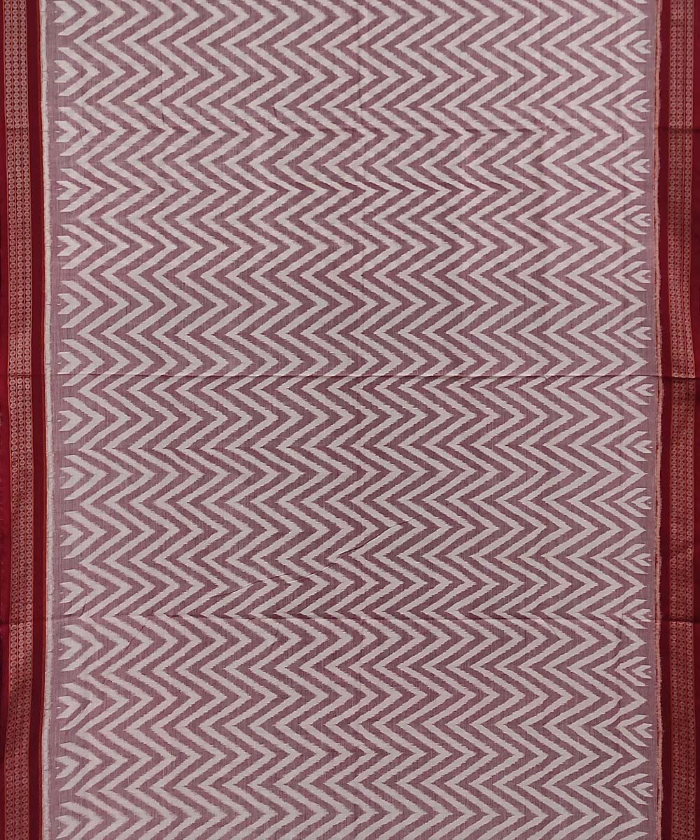 White red handwoven cotton sambalpuri saree