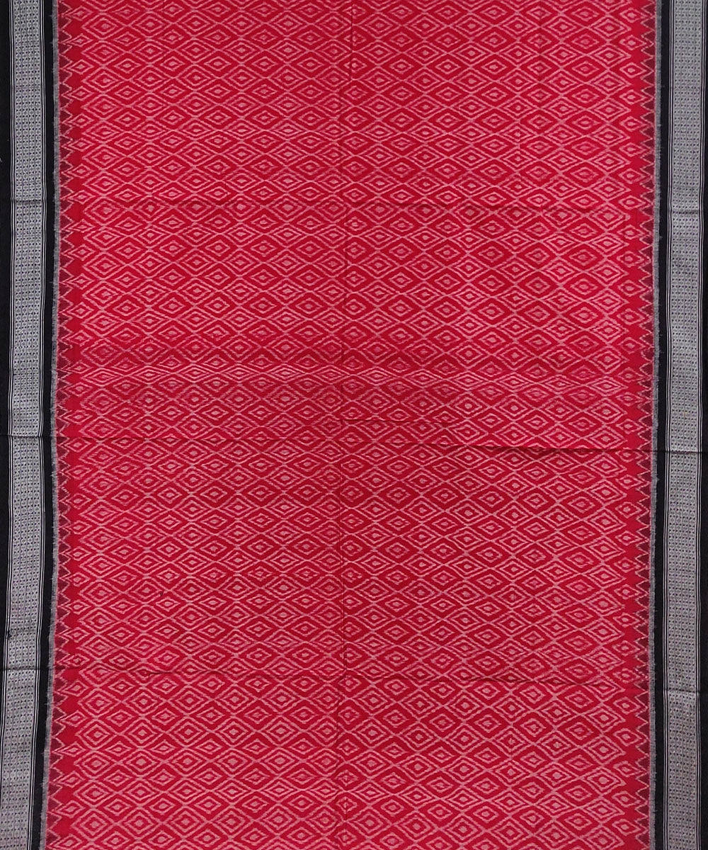 Red black handwoven cotton sambalpuri saree