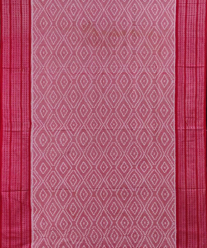 Pink red handwoven cotton sambalpuri saree