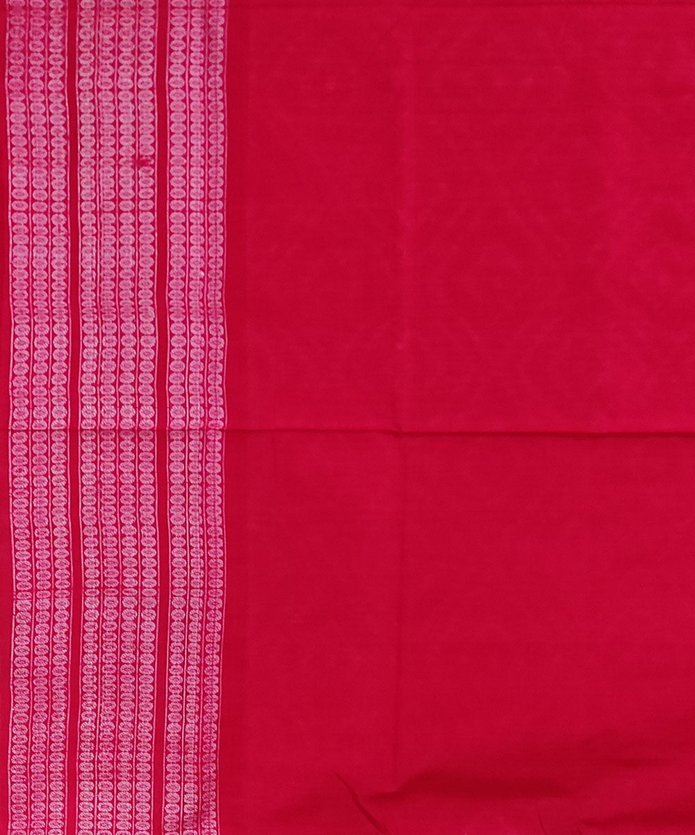 Pink red handwoven cotton sambalpuri saree