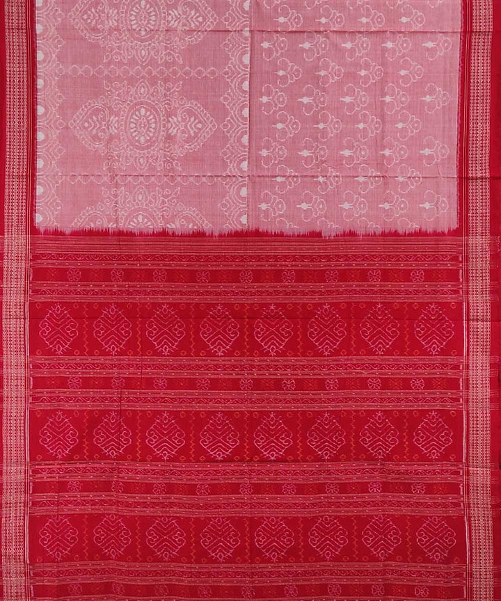 Pink red handloom cotton sambalpuri saree