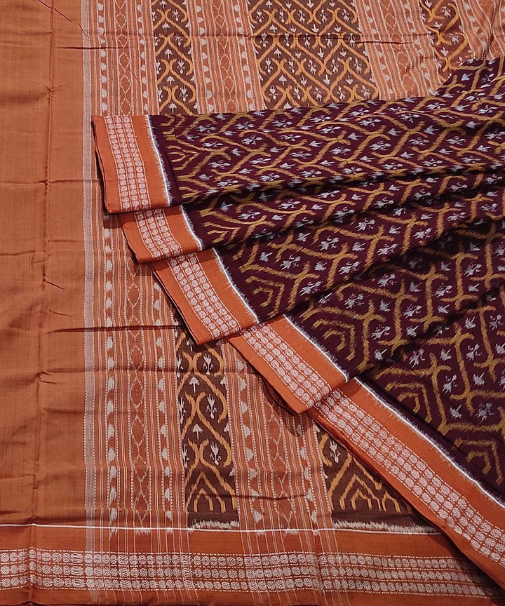 Brown handloom cotton sambalpuri saree