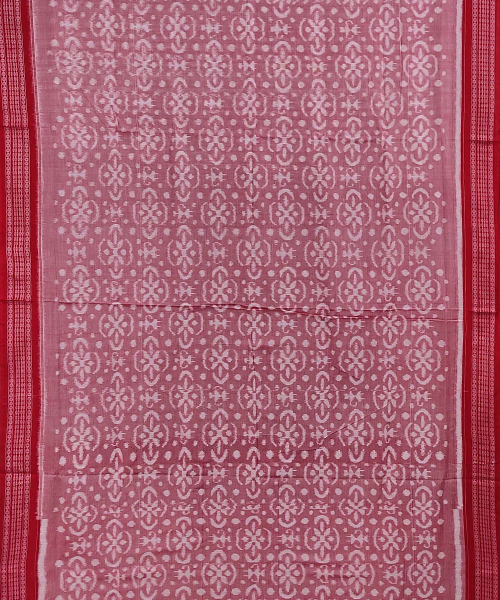 Pink red hand woven cotton sambalpuri saree