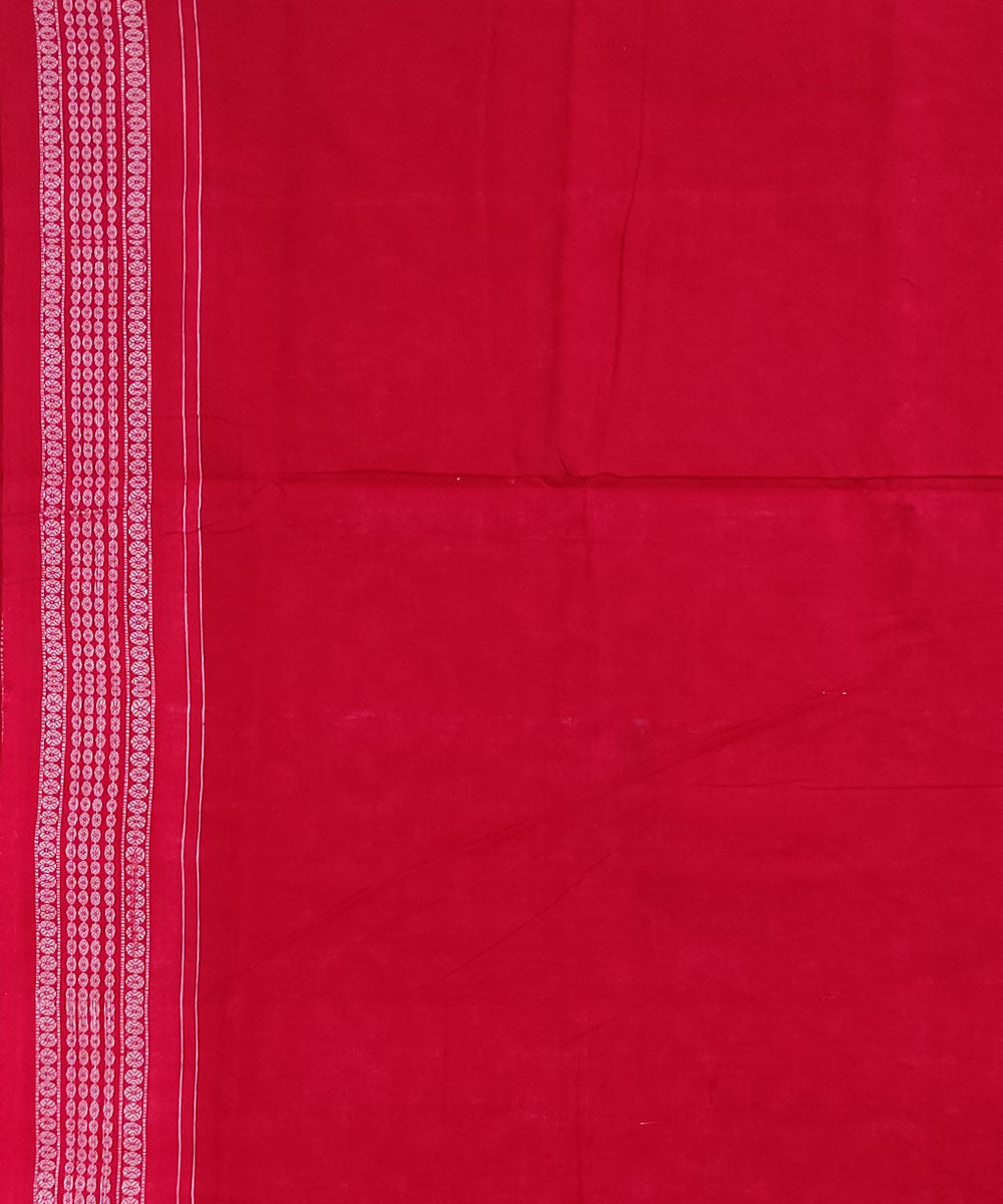 Pink red hand woven cotton sambalpuri saree