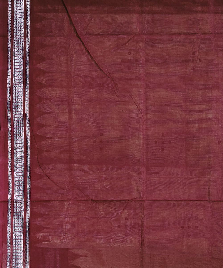 Yellow maroon handwoven cotton sambalpuri saree