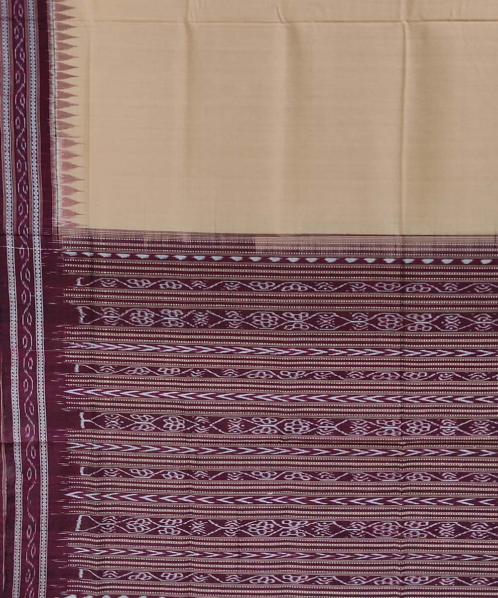 Cream beige handwoven cotton sambalpuri saree