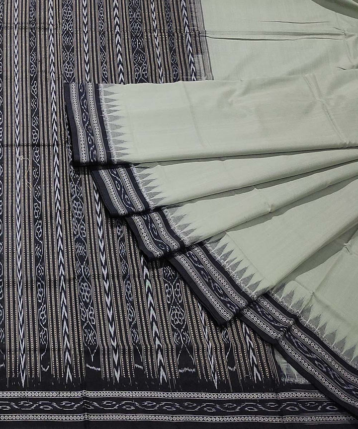 Grey black handwoven cotton sambalpuri saree