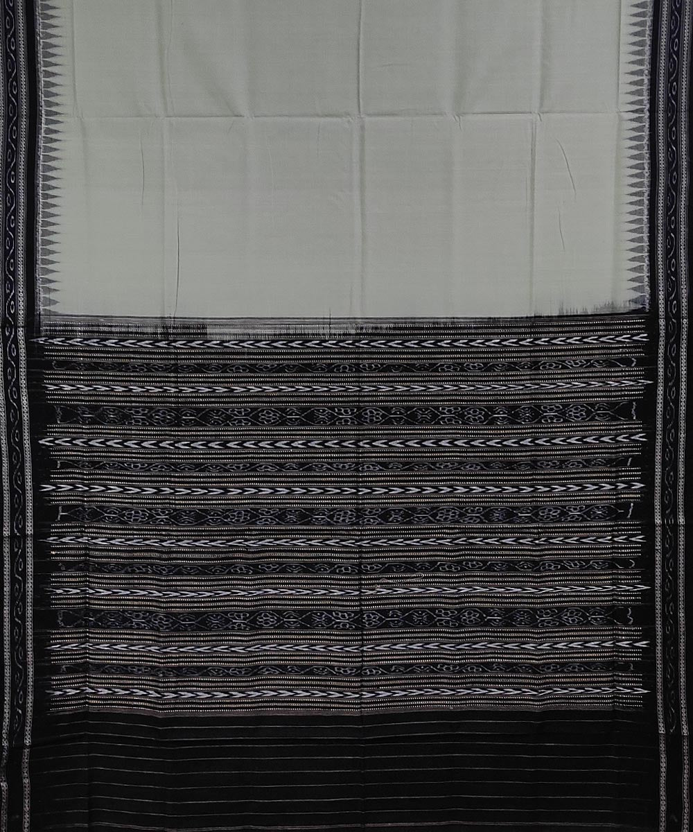 Grey black handwoven cotton sambalpuri saree