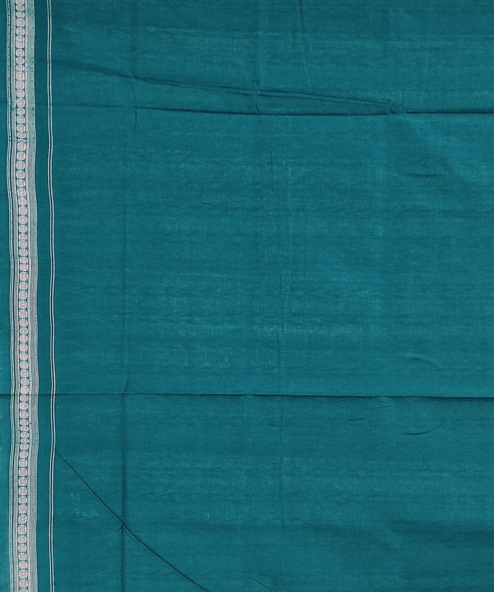 White blue handwoven cotton sambalpuri saree