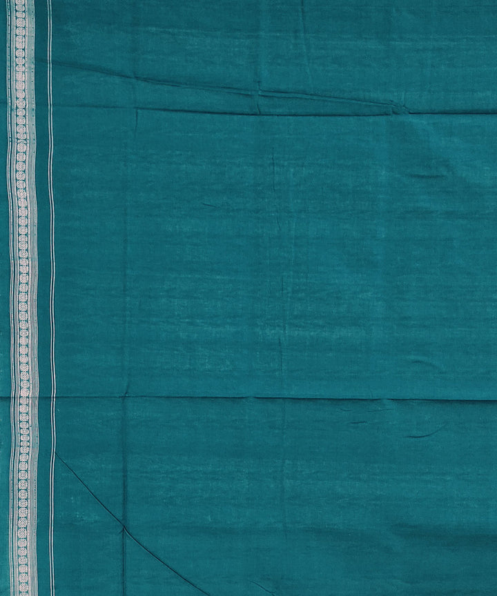 White blue handwoven cotton sambalpuri saree