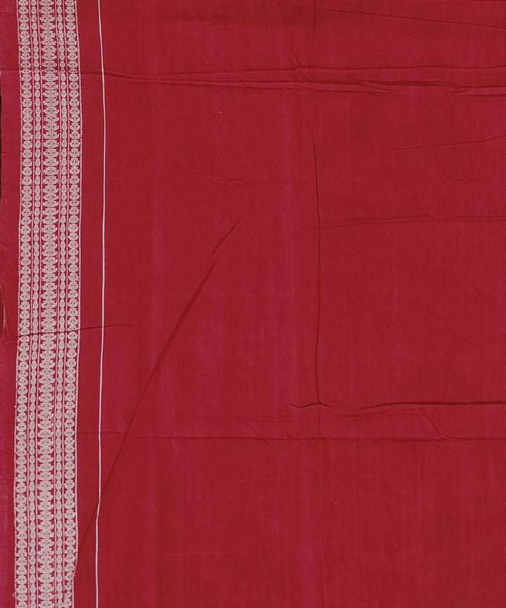 Grey red handwoven cotton sambalpuri saree