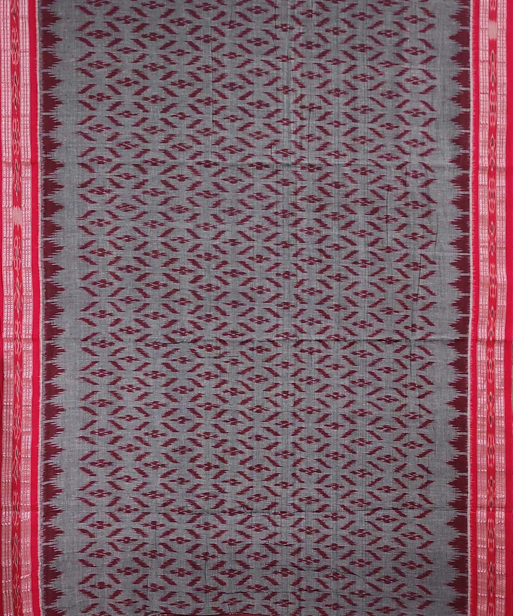 Grey maroon handloom cotton nuapatna saree