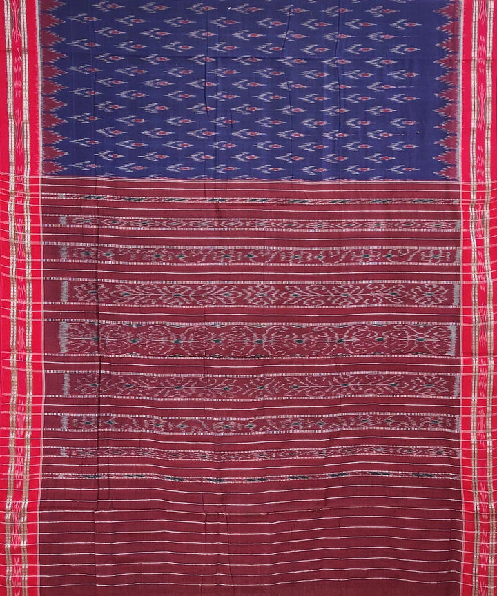 Navy blue maroon handloom cotton nuapatna saree