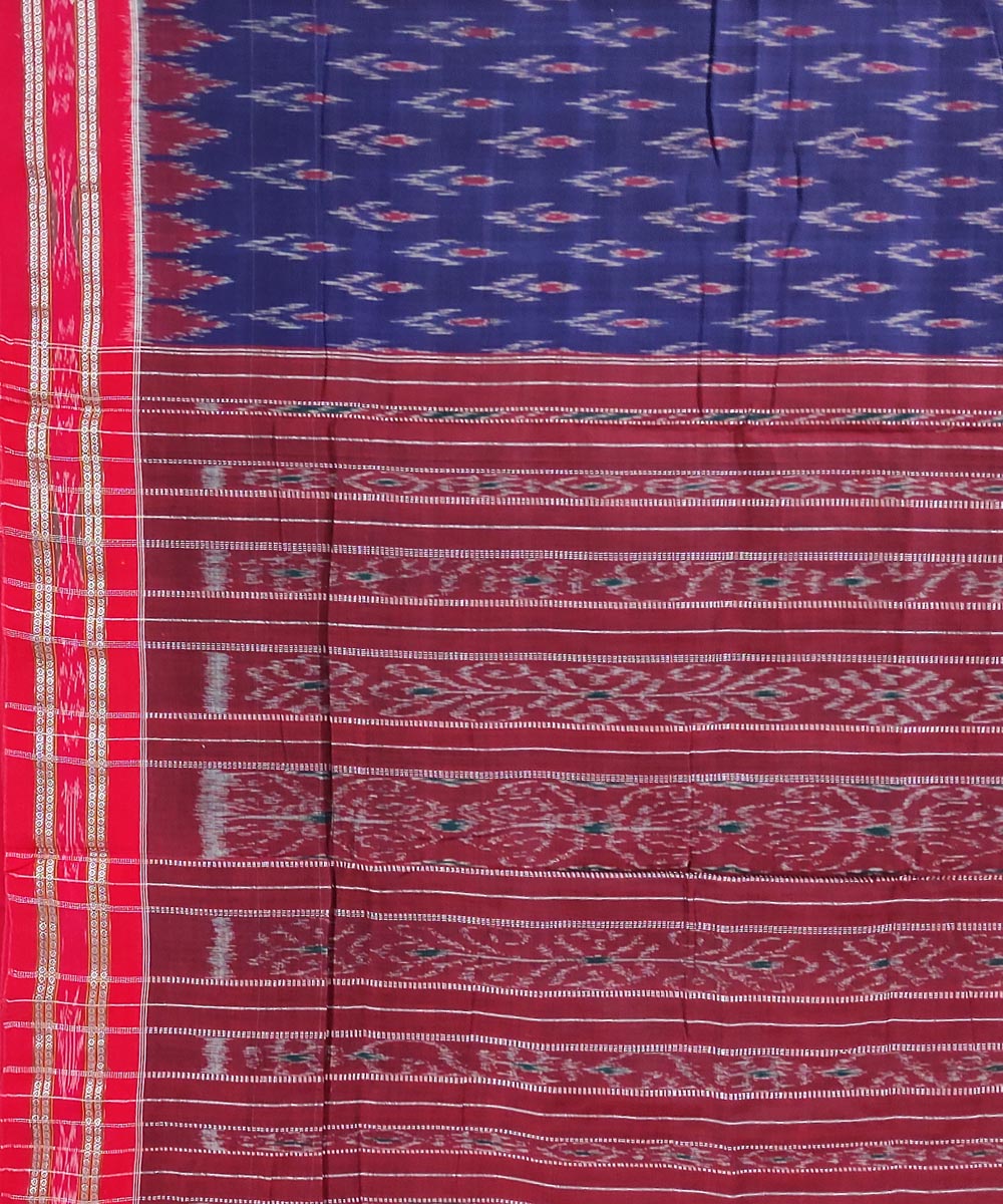 Navy blue maroon handloom cotton nuapatna saree