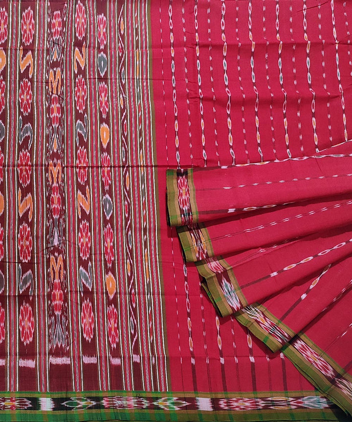 Red handwoven cotton odisha ikat saree