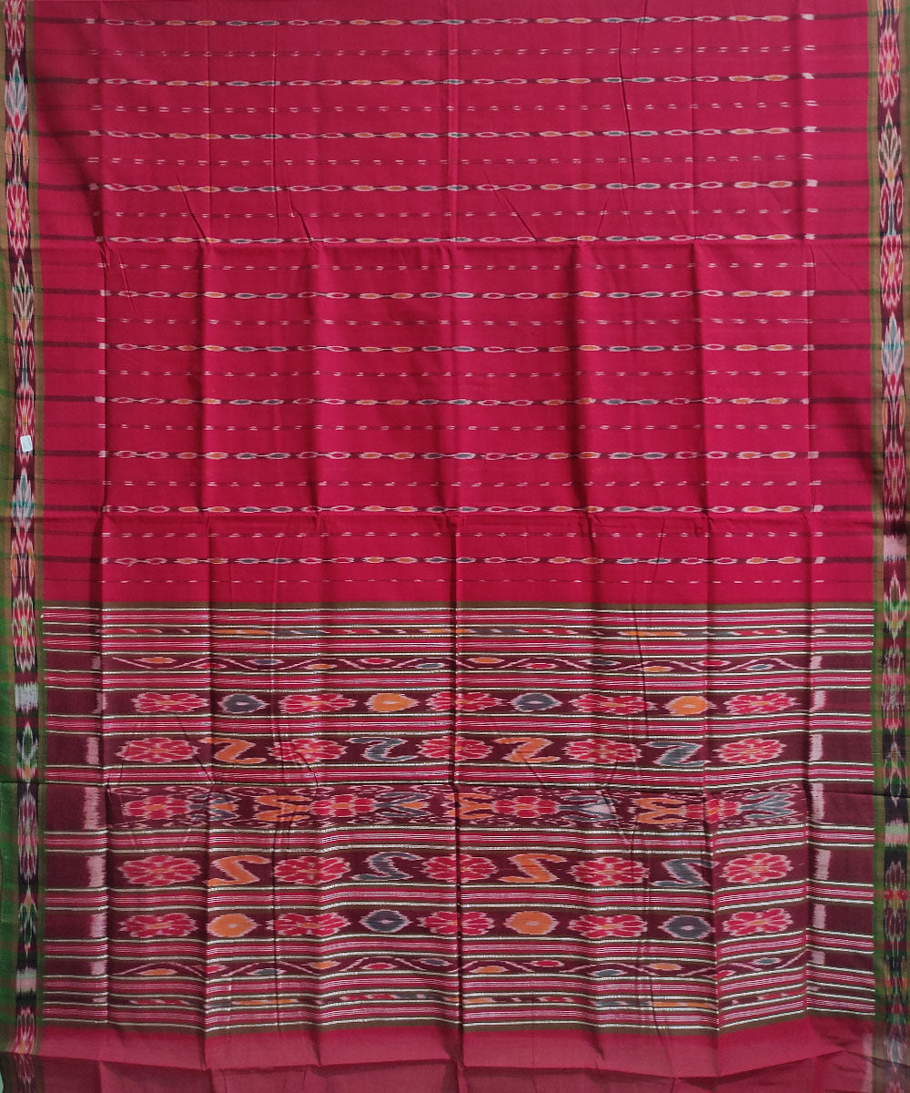 Red handwoven cotton odisha ikat saree