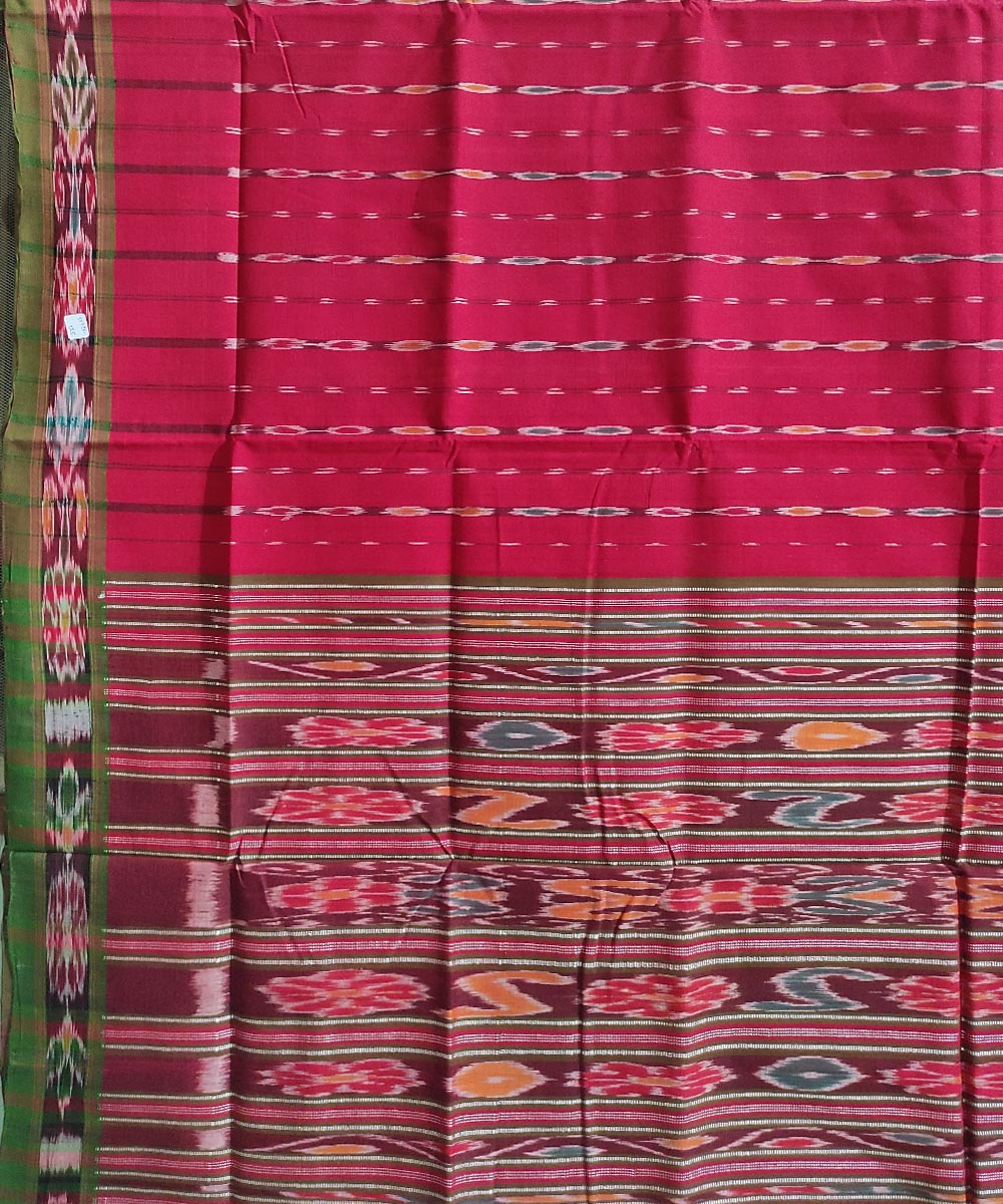 Red handwoven cotton odisha ikat saree