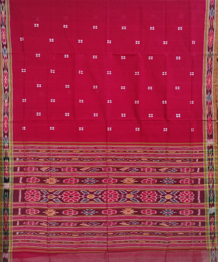 Red hand woven cotton odisha ikat saree