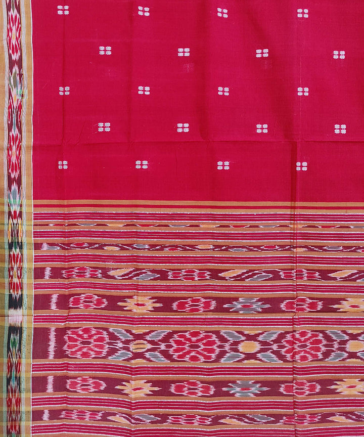 Red hand woven cotton odisha ikat saree