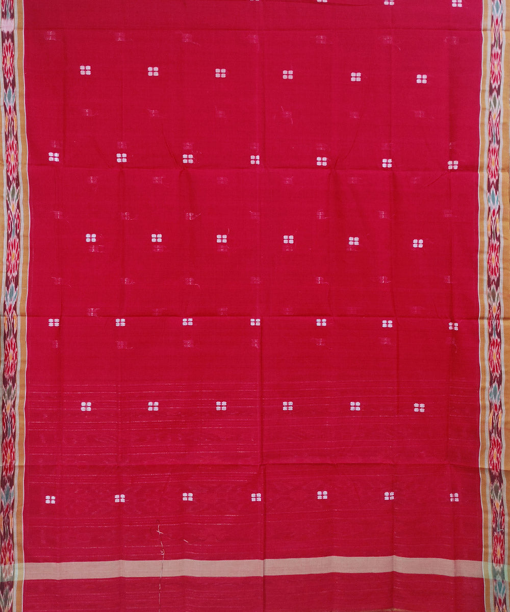 Red hand woven cotton odisha ikat saree