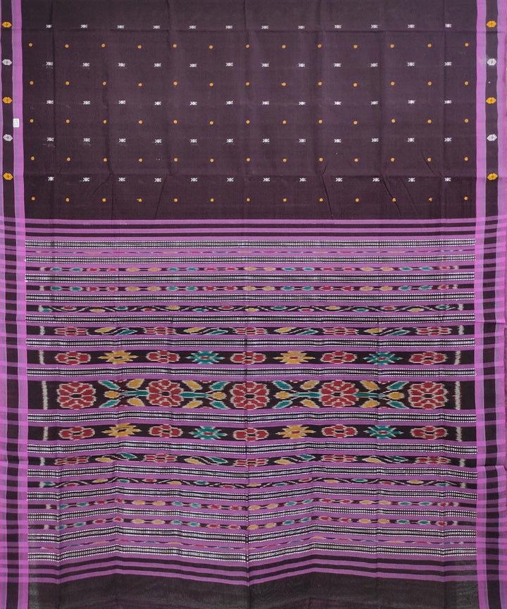 Brown violet handwoven cotton odisha ikat saree