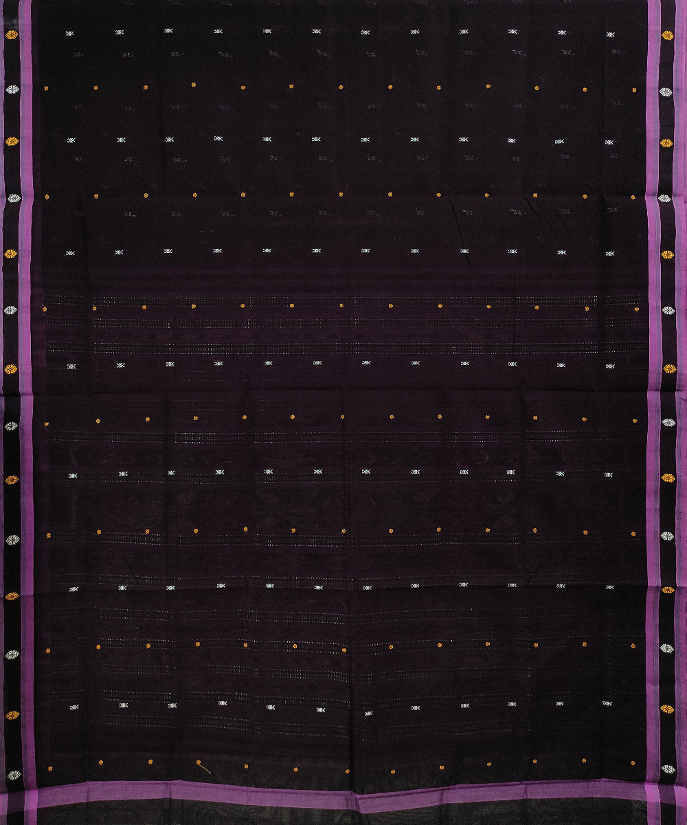 Brown violet handwoven cotton odisha ikat saree