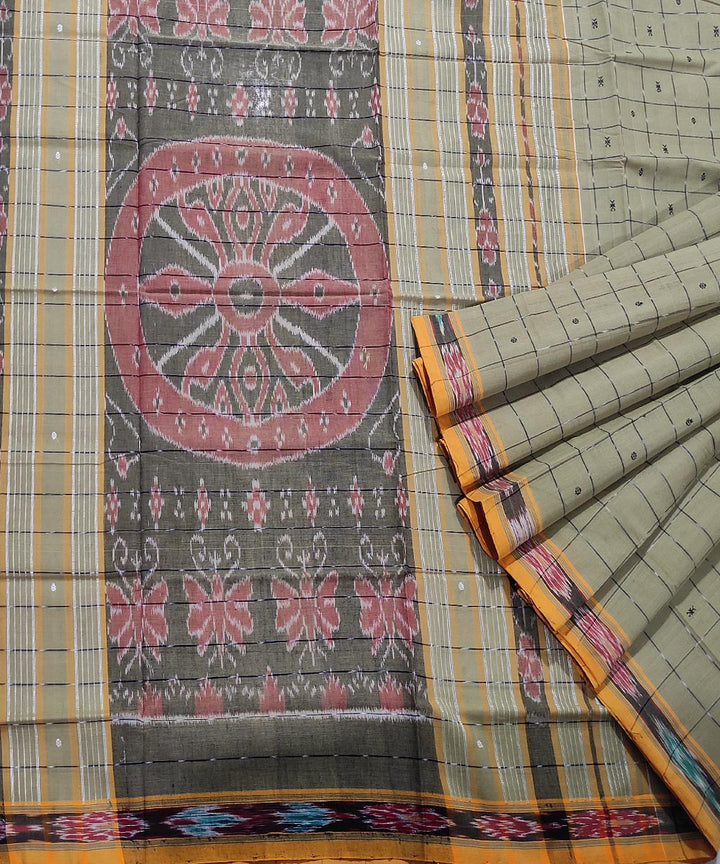 Grey handwoven cotton odisha ikat saree