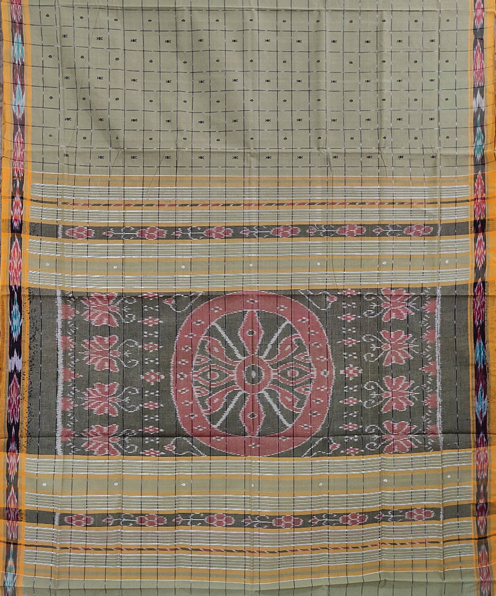 Grey handwoven cotton odisha ikat saree