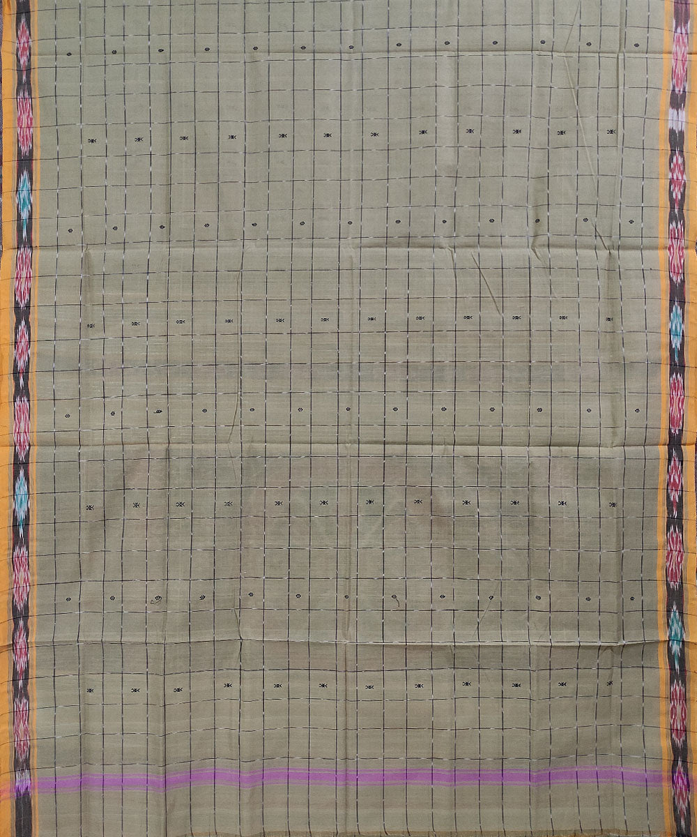 Grey handwoven cotton odisha ikat saree