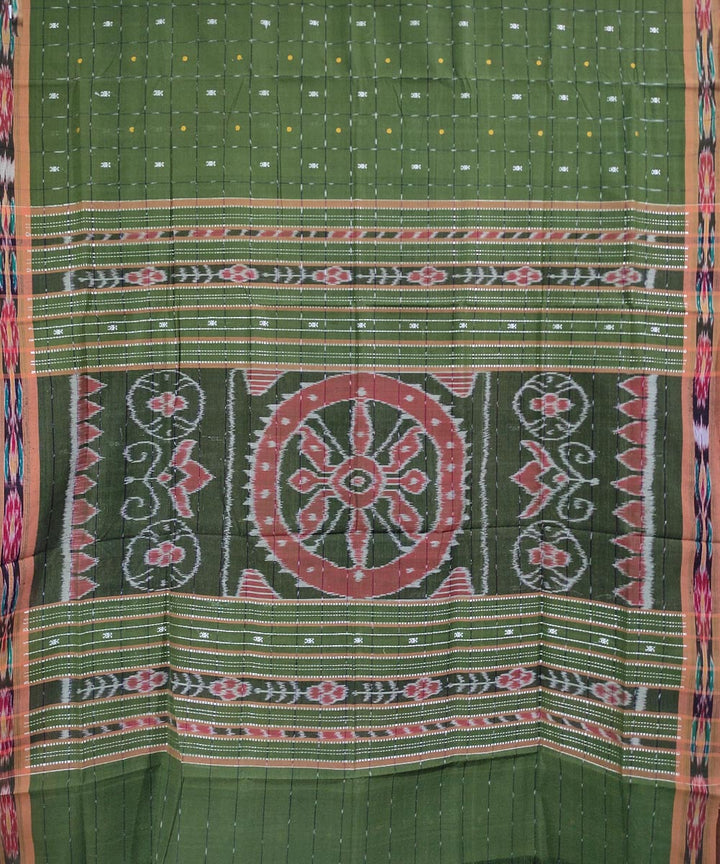 Olive green handwoven cotton odisha ikat saree