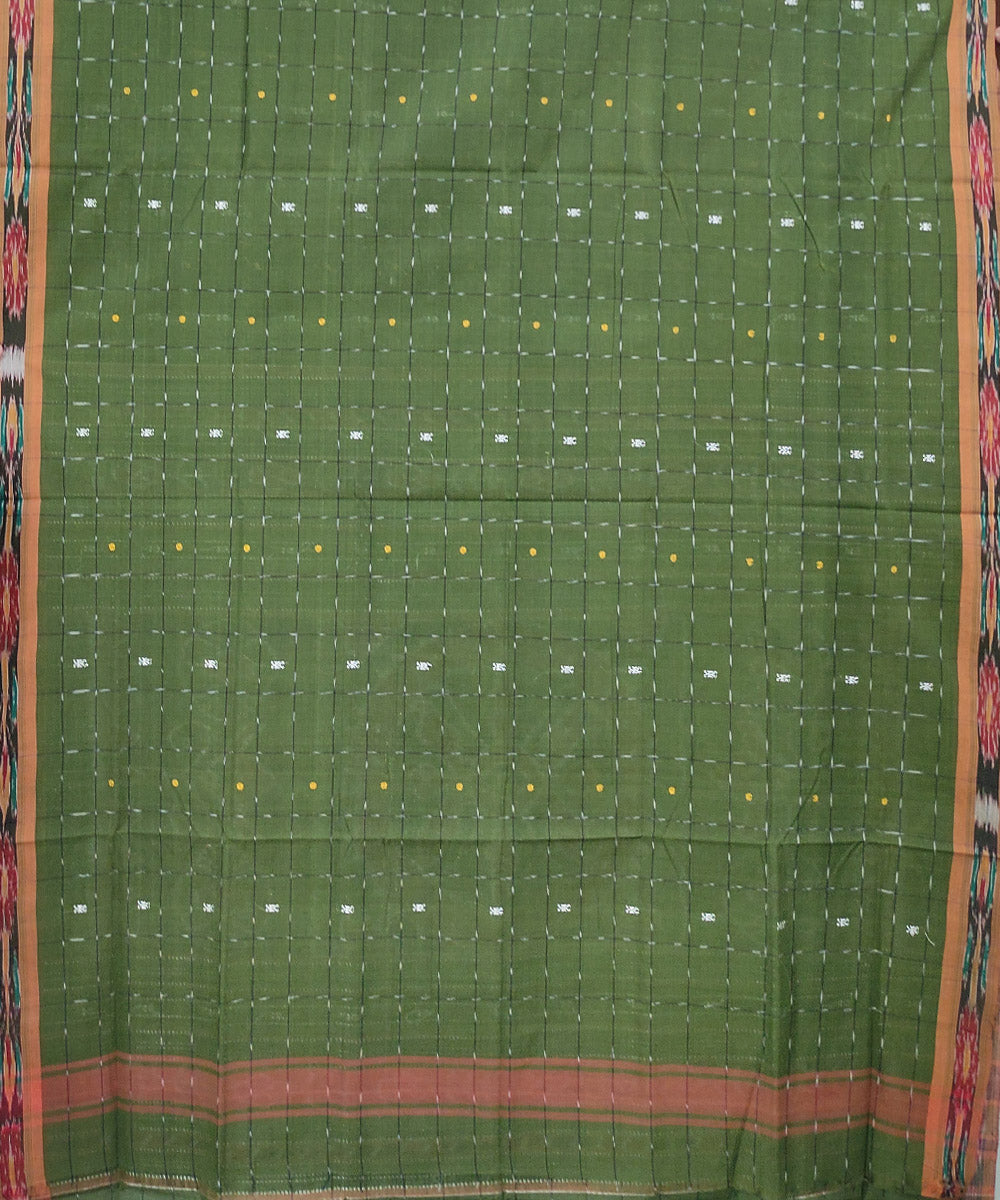 Olive green handwoven cotton odisha ikat saree