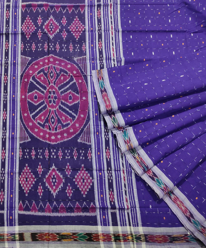 Blue hand woven cotton odisha ikat saree