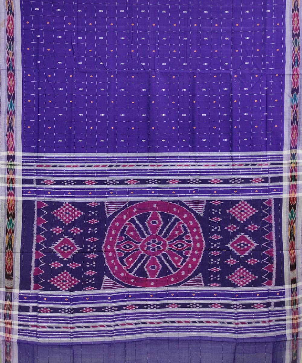 Blue hand woven cotton odisha ikat saree