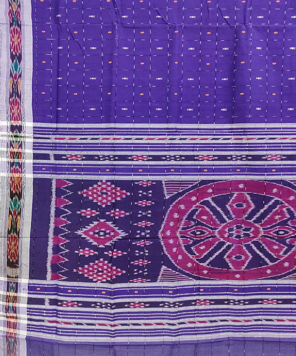 Blue hand woven cotton odisha ikat saree