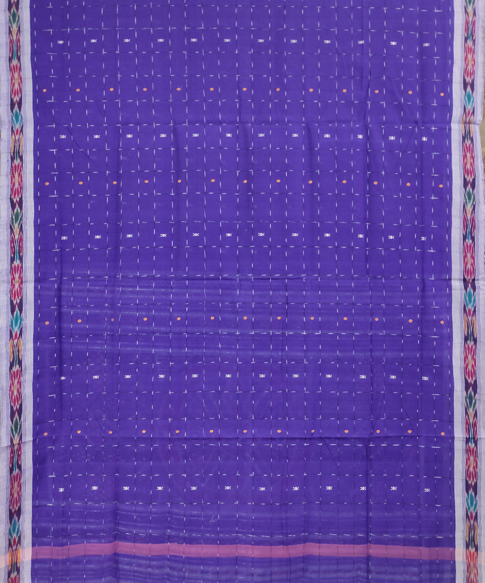 Blue hand woven cotton odisha ikat saree