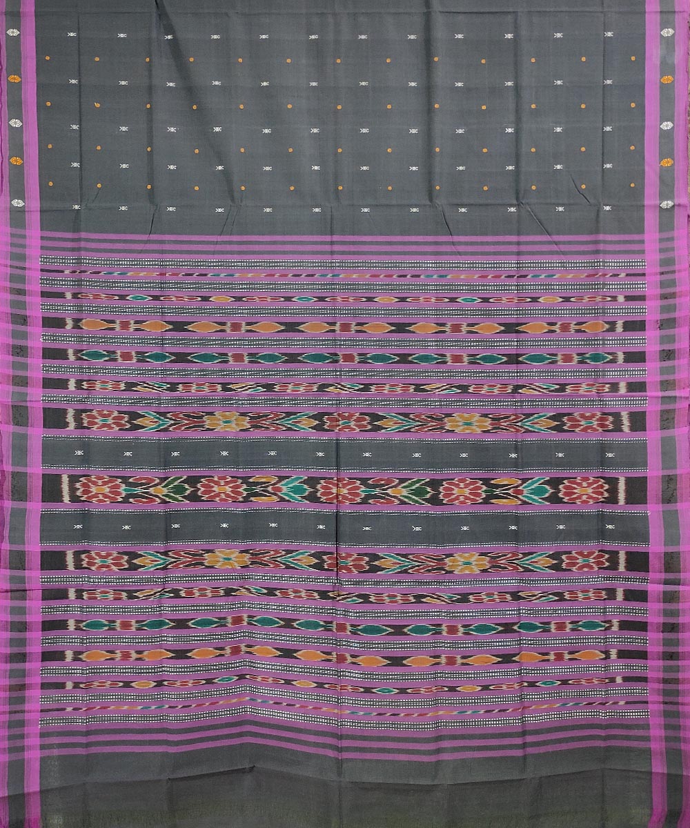 Dim grey handwoven cotton odisha ikat saree