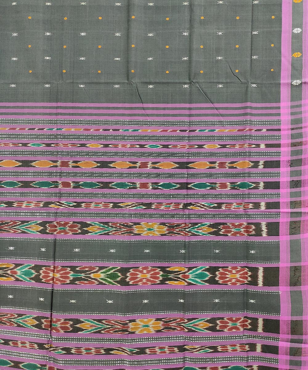 Dim grey handwoven cotton odisha ikat saree