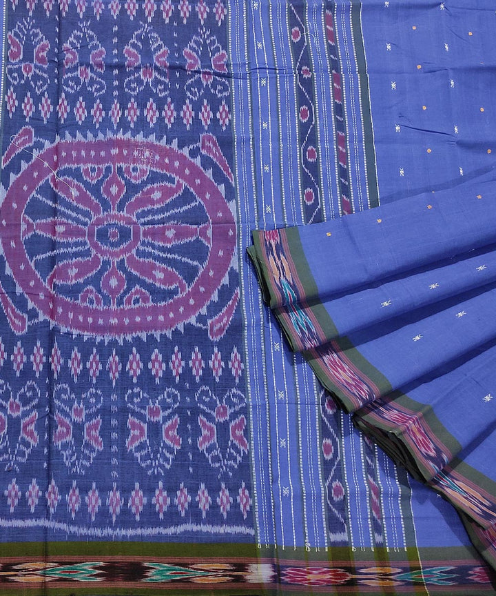 Sky blue handwoven cotton odisha ikat saree