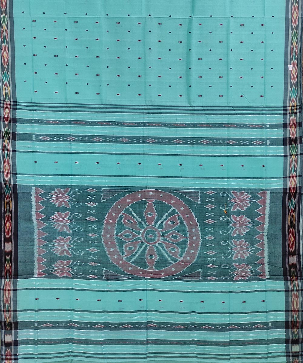 Aqua blue handwoven cotton odisha ikat saree