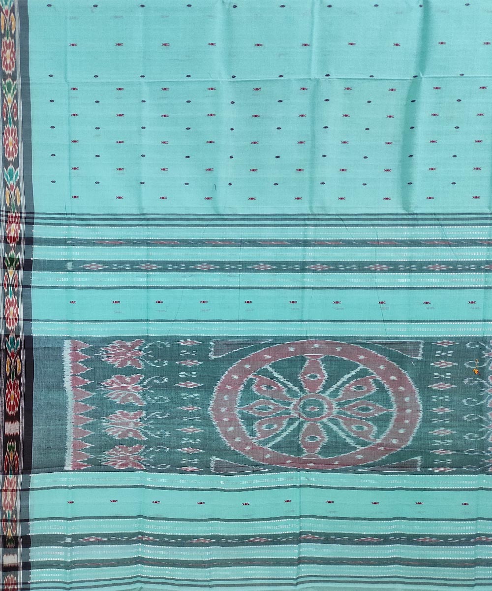 Aqua blue handwoven cotton odisha ikat saree
