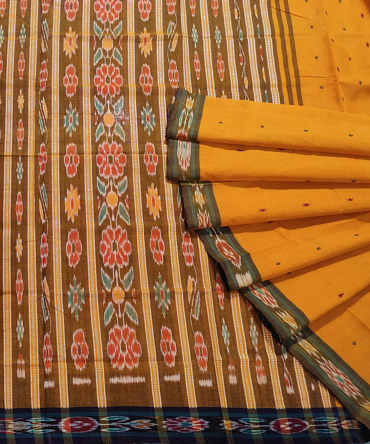 Yellow handwoven cotton odisha ikat saree